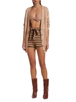 Pointelle-Knit Argyle Cardigan