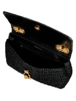 Medium Edie Woven Raffia Crossbody Bag