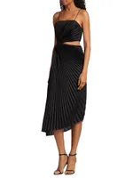 Fayeth Pleated Cut-Out Midi-Dress