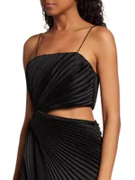 Fayeth Pleated Cut-Out Midi-Dress