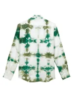 Tie-Dye Linen Button-Front Shirt