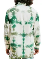 Tie-Dye Linen Button-Front Shirt