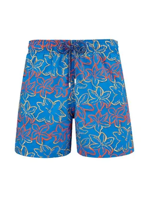 Floral-Embroidered Swim Shorts