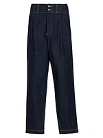 Pleated Western Denim Pants