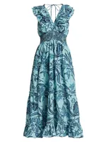 Azalea Paisley Cotton Midi Dress