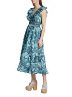 Azalea Paisley Cotton Midi Dress