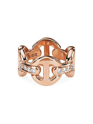 Dame 18K Rose Gold & 0.31 TCW Diamond Tri-Link Ring