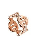 Dame 18K Rose Gold & 0.31 TCW Diamond Tri-Link Ring