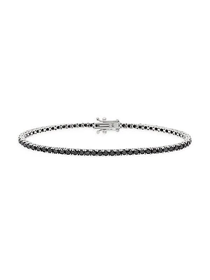 Unisex 14K White Gold Originals Aura Black Diamond Tennis Bracelet