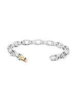 Unisex Mirror Macro Sterling Silver Gold-Accented Link Bracelet