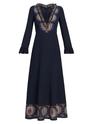 Silk Paisley Maxi Dress