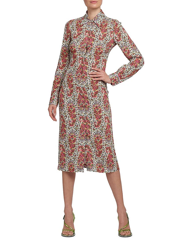 Floral Paisley Midi-Shirtdress