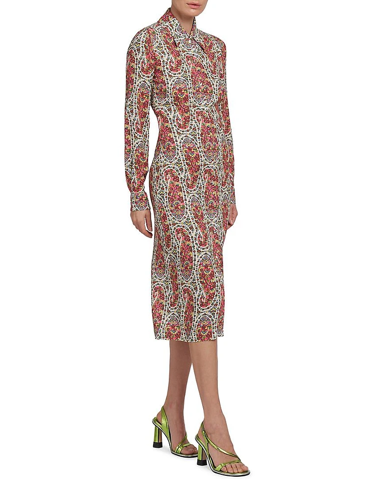 Floral Paisley Midi-Shirtdress