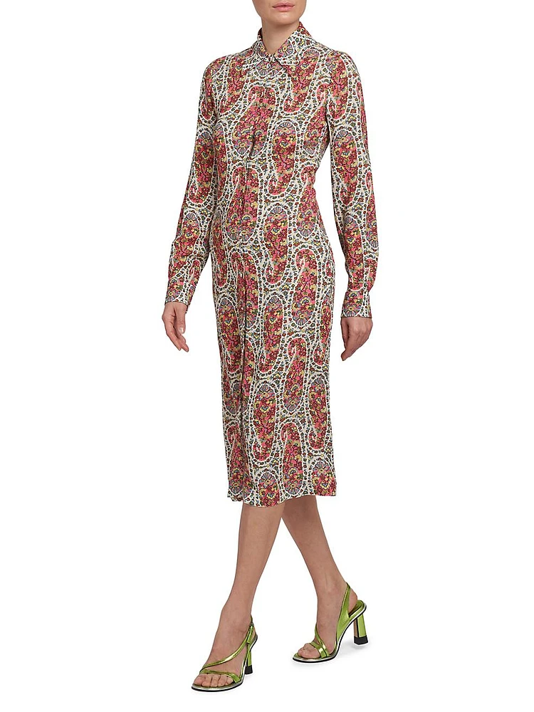 Floral Paisley Midi-Shirtdress