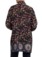 Berry Print Silk Tunic Top