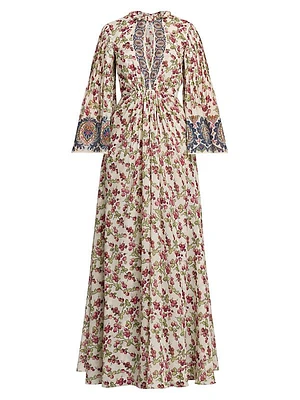 Berry Print Silk Kimono Gown