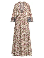 Berry Print Silk Kimono Gown