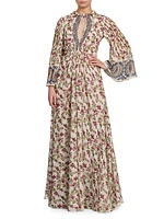 Berry Print Silk Kimono Gown