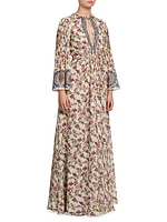 Berry Print Silk Kimono Gown