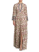 Berry Print Silk Kimono Gown