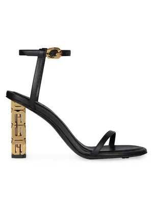 G Cube Sculptural Heel Leather Sandals