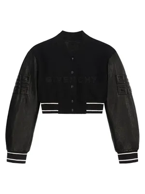 Cropped Varsity Jacket Wool and Leather