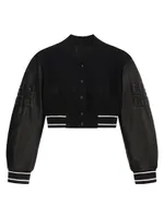 Cropped Varsity Jacket Wool and Leather