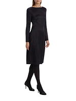 Long-Sleeve Satin Midi Dress