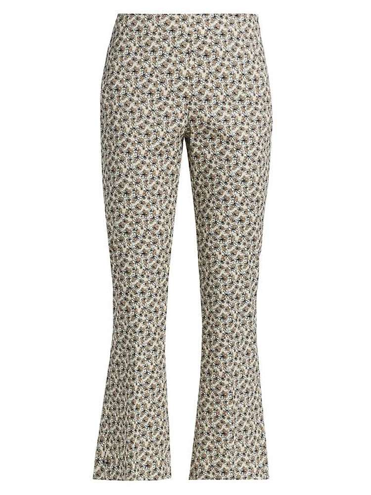 Grace Floral Ankle-Crop Flared Trousers