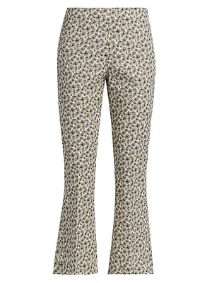 Grace Floral Ankle-Crop Flared Trousers