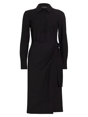 Long-Sleeve Tie-Side Shirtdress