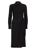 Long-Sleeve Tie-Side Shirtdress