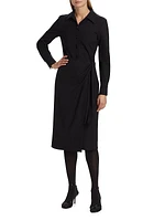 Long-Sleeve Tie-Side Shirtdress