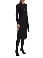 Long-Sleeve Tie-Side Shirtdress