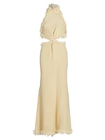 Xin Silk Feather-Trim Gown