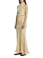 Xin Silk Feather-Trim Gown