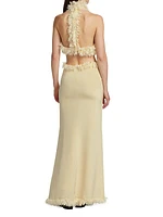 Xin Silk Feather-Trim Gown