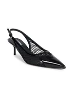 55MM Leather & Mesh Slingback Pumps