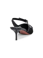 55MM Leather & Mesh Slingback Pumps