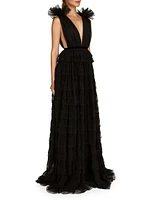 Sabrina Tulle Plunge Gown