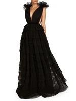 Sabrina Tulle Plunge Gown