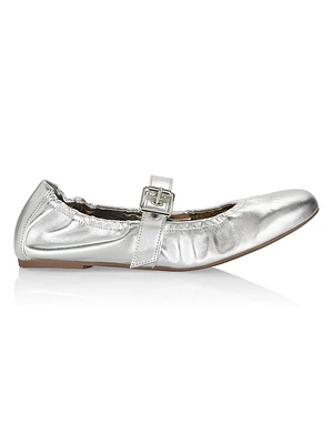 Calita Metallic Buckled Ballet Flats