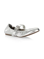 Calita Metallic Buckled Ballet Flats