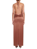 Janet Open-Back Satin Maxi Dress