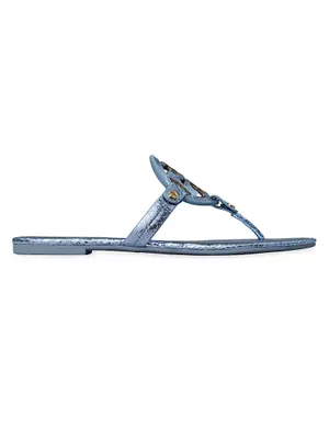 Miller Crocodile-Embossed Metallic Sandals