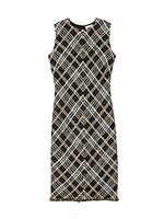 Plaid Knit Knee-Length Dress