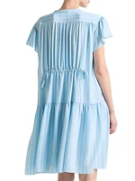 Tiered Silk Drawstring Dress