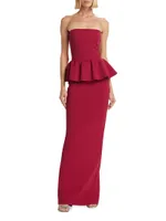 Panthea Strapless Peplum Gown