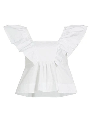 Ruffle Cotton Poplin Blouse