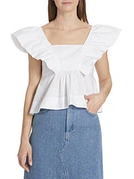 Ruffle Cotton Poplin Blouse